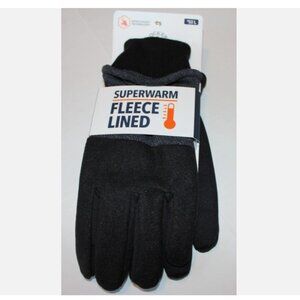 Men's Black Winter Gloves Docker's Superwarm Fleece Lined Sz L NWT